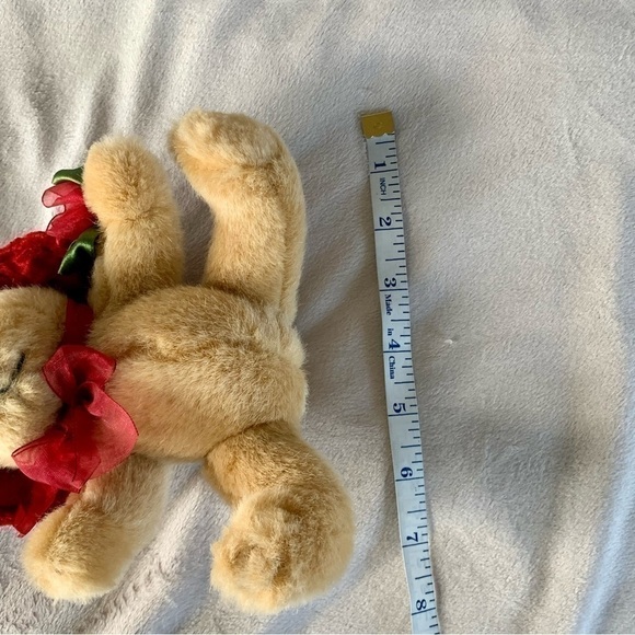 VINTAGE Dan Dee Collectors Choice Stuffed Bear Red Hat Roses Sitting Collectible - Picture 4 of 14